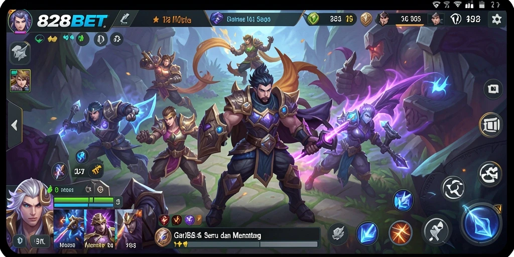 Tampak serunya gameplay dalam 828BET dengan aksi MOBA yang mendebarkan.