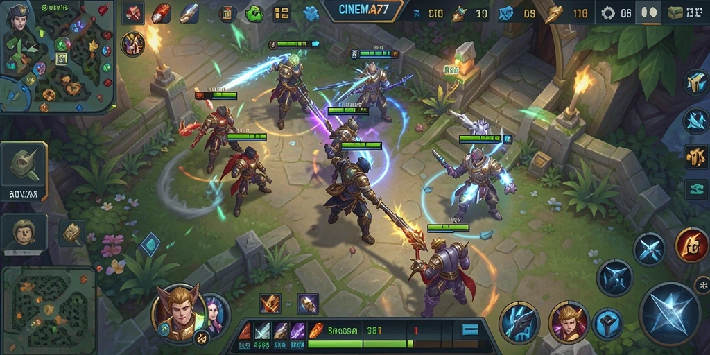 Gameplay seru CINEMA77 dengan karakter MOBA yang menantang.