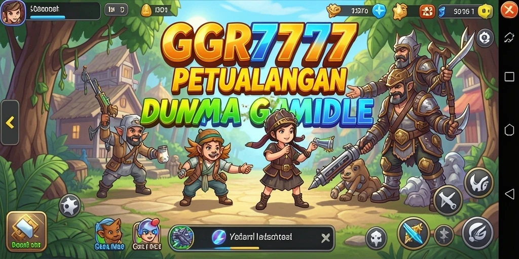 Tampilan gameplay GGR7777 dengan karakter yang beraksi otomatis mengumpulkan sumber daya.
