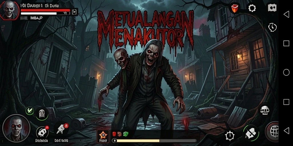 Screenshot gameplay IMBAJP menampilkan suasana mencekam dan karakter yang terjebak.