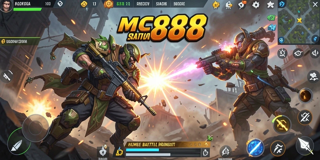 Tangkapan layar gameplay MC888 menampilkan aksi sengit Battle Royale.