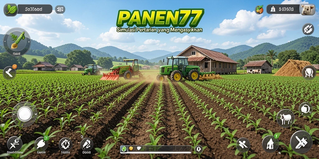 Tangkapan layar gameplay PANEN77 menampilkan aktivitas bertani yang seru dan interaksi sosial.