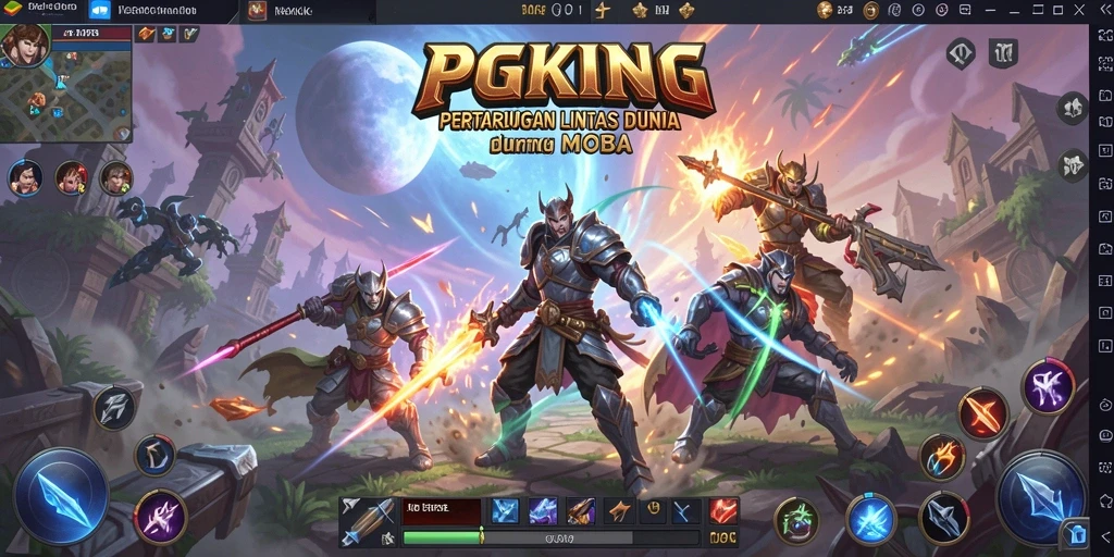 Tangkapan layar menampilkan pertarungan seru dalam gameplay MOBA PGKING.