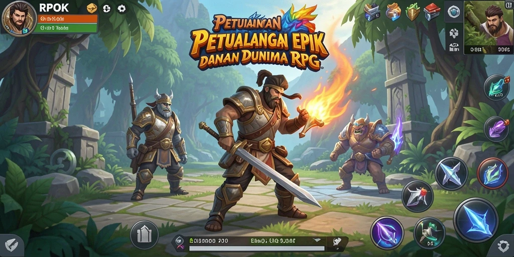 Screenshot gameplay RPOK yang menunjukkan pertarungan epik dalam RPG.