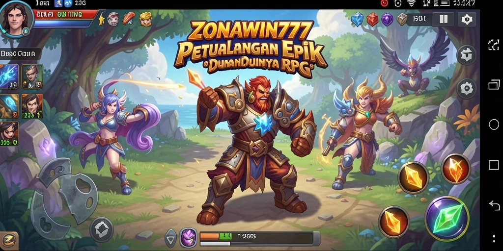Screenshot gameplay ZONAWIN777 menampilkan aksi pertempuran yang seru dan karakter yang unik.